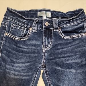 Shyanne Girls Dark Blue Flare Bottom Jeans